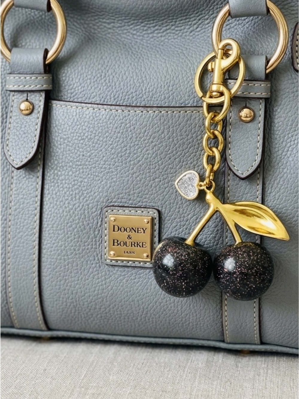 Cherry Bag Charms or Keychains NWOT. Gold bag charm &  silver sparking cherries